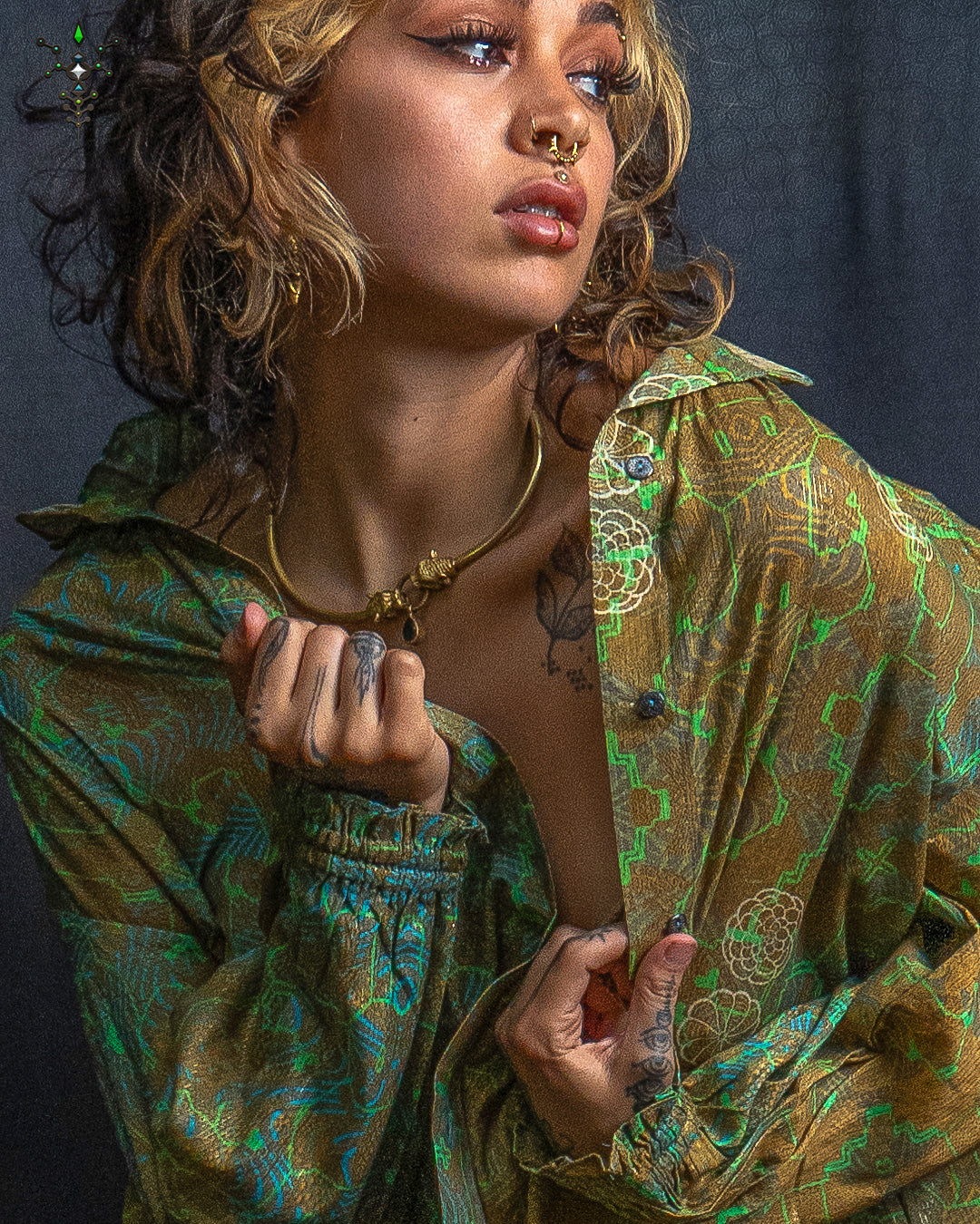 Shirt Woman Longsleeve FRUFRU / Cotton Voile Gold Lurex - SANDZ
